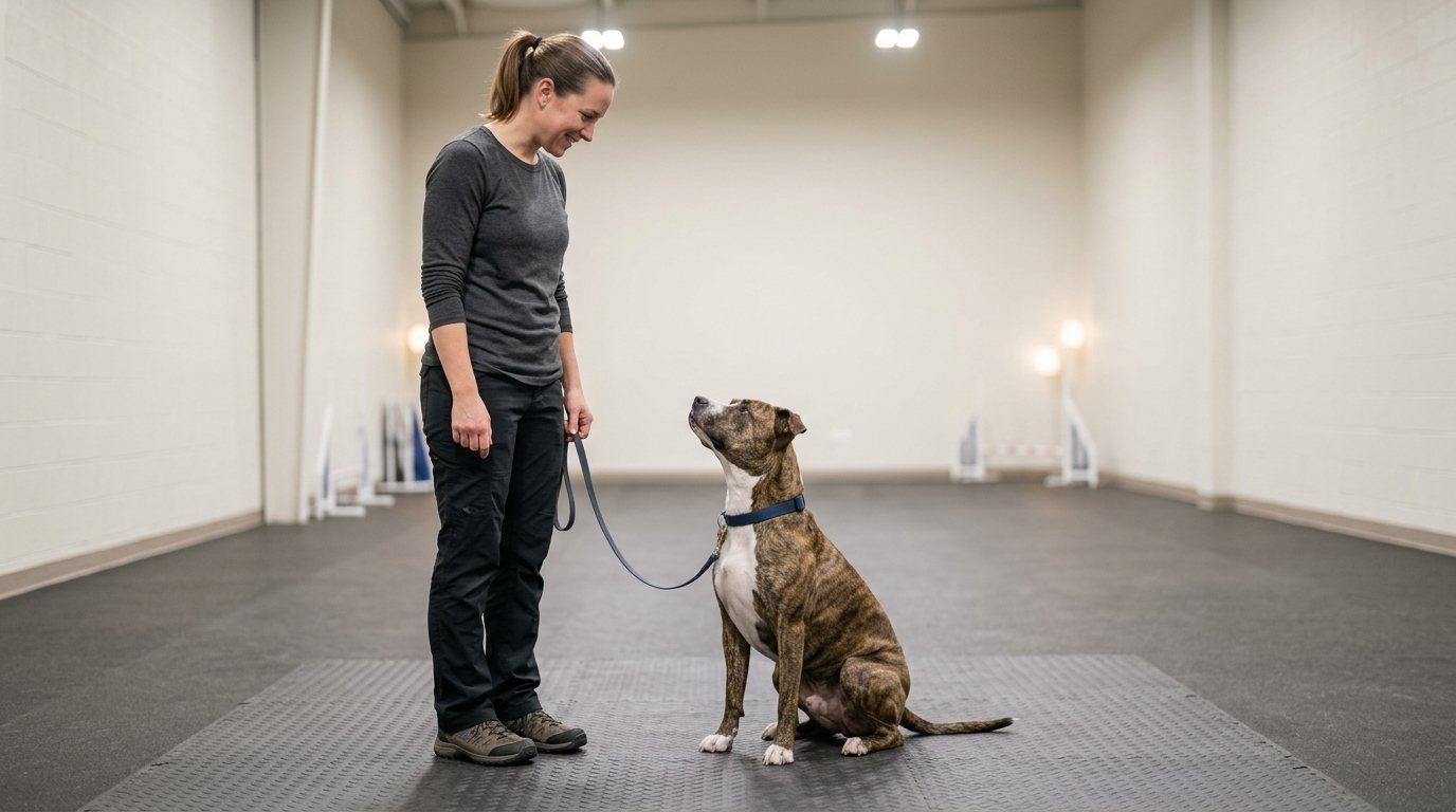 Private behavior modification session with a dog
